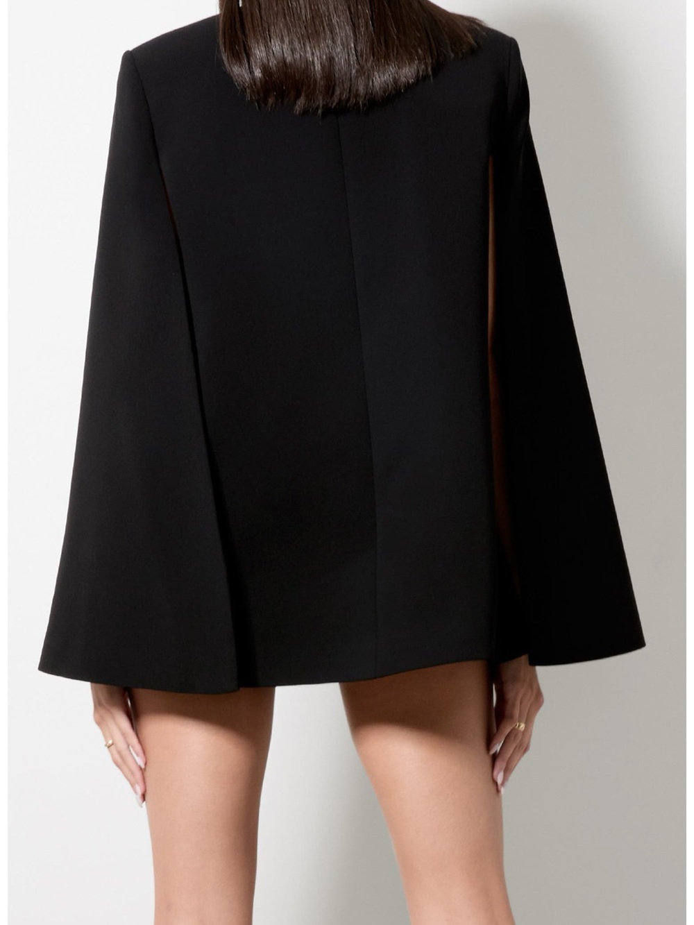 Alice + Olivia Black Cape with White Bow Accent - Picture 4 of 6